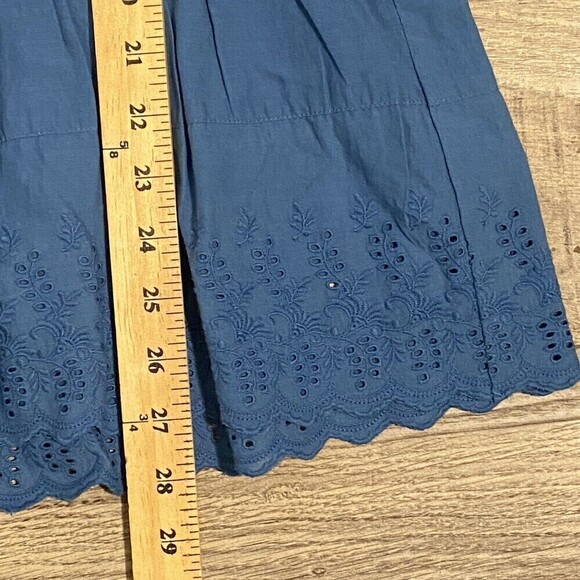 LOGO Lori Goldstein Size XS Blue Woven Modal Blouse Embroidered Eyelet Tunic - Picture 4 of 7